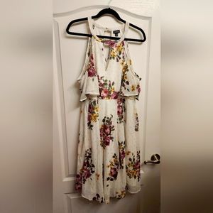 Cold Shoulder Torrid white with purple flower Dress